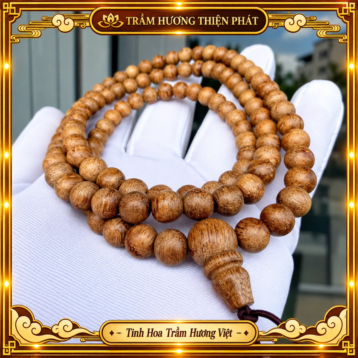 Chuỗi trầm hương 108 hạt 7mm Khánh Hòa - Trầm Hương Thiện Phát