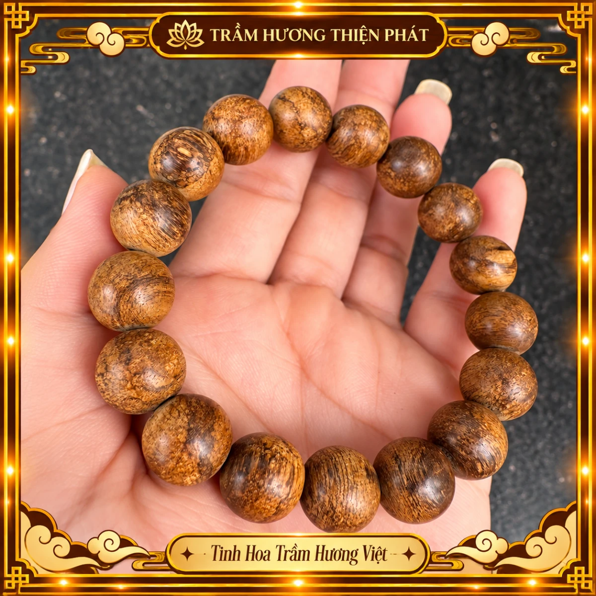 Vòng trầm hương socola 12 ly - Trầm Hương Thiện Phát